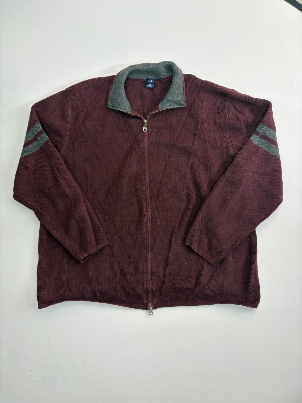 Vintage Gap Full Zip Striped Sweatshirt Jacket Men's XXL Red 90s Y2K Sportswear